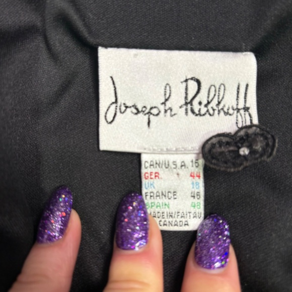 Joseph Ribkoff Blazer Women’s 16 Sequins Lace Pattern Floral Midi Floral Black - Picture 4 of 12